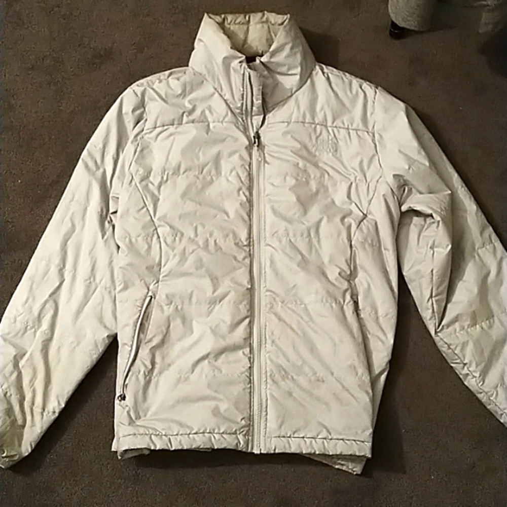 Womens light grey/ off white North Face Jacket / windbreaker size M